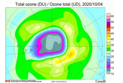 El agujero de ozono en la Antártida