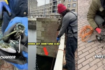 Pesca con imán en un río de Amsterdam