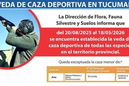 Rige la veda de caza deportiva en Tucumán