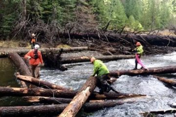 Varios helicópteros están arrojando troncos sobre ríos de Estados Unidos